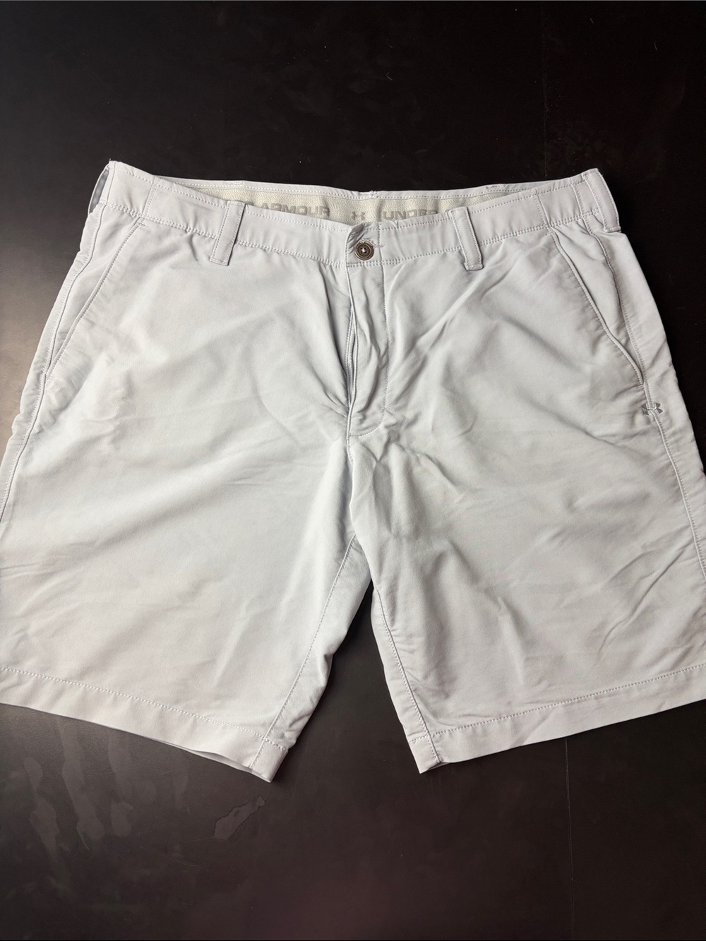 Under Armour Light Gray Flat-Front Performance Shorts